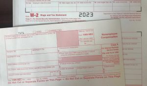 photo of 2023 forms 1099-NEC & W-2, non-employee-compensation.
