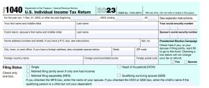 Top of IRS 2023 form 1040.